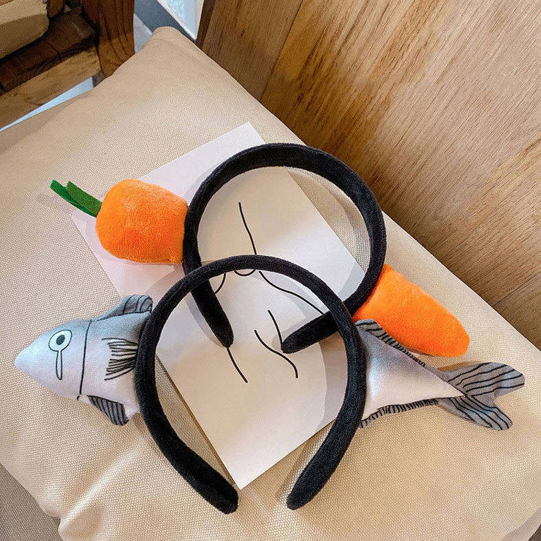 Carrot headband wearing salted fish hairpin female adult headwear internet celebrity same style cute and funny shark headband