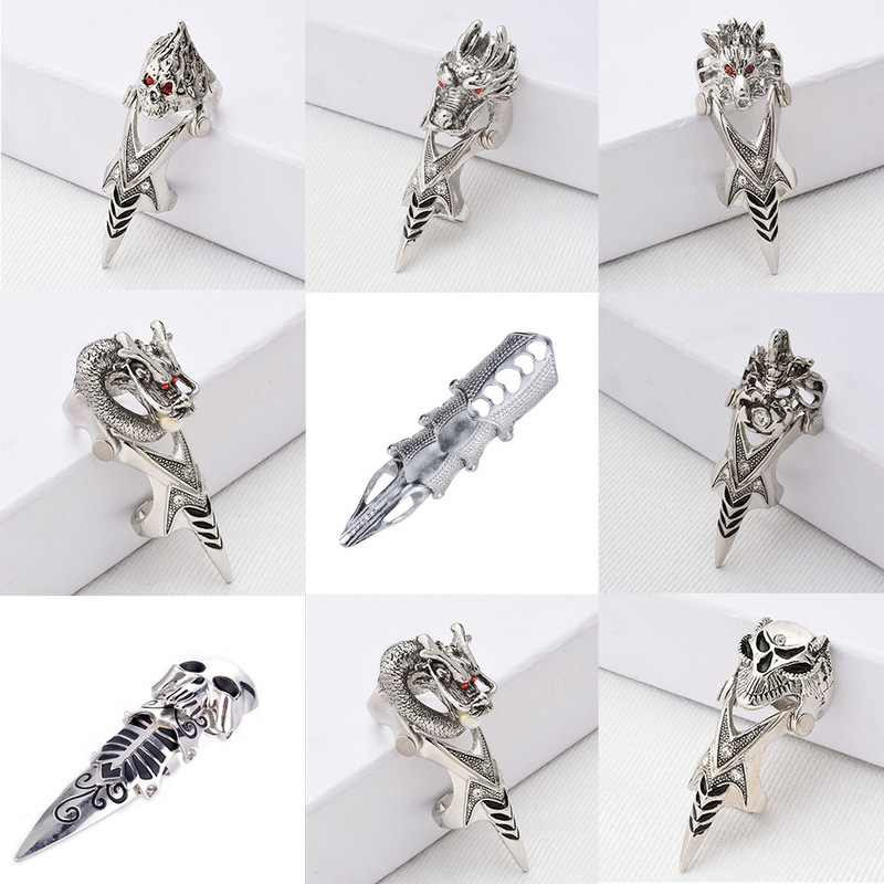European and American cross-border best-selling domineering leading eight rings with bendable joints for men, fashionable skull rings