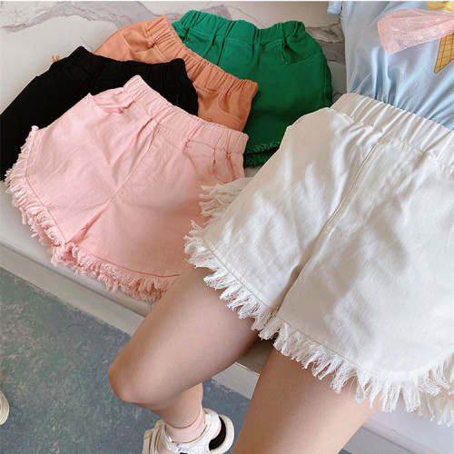 Girls' shorts summer denim colorful shorts for big children 3-12 years old outer wear trendy children's pants