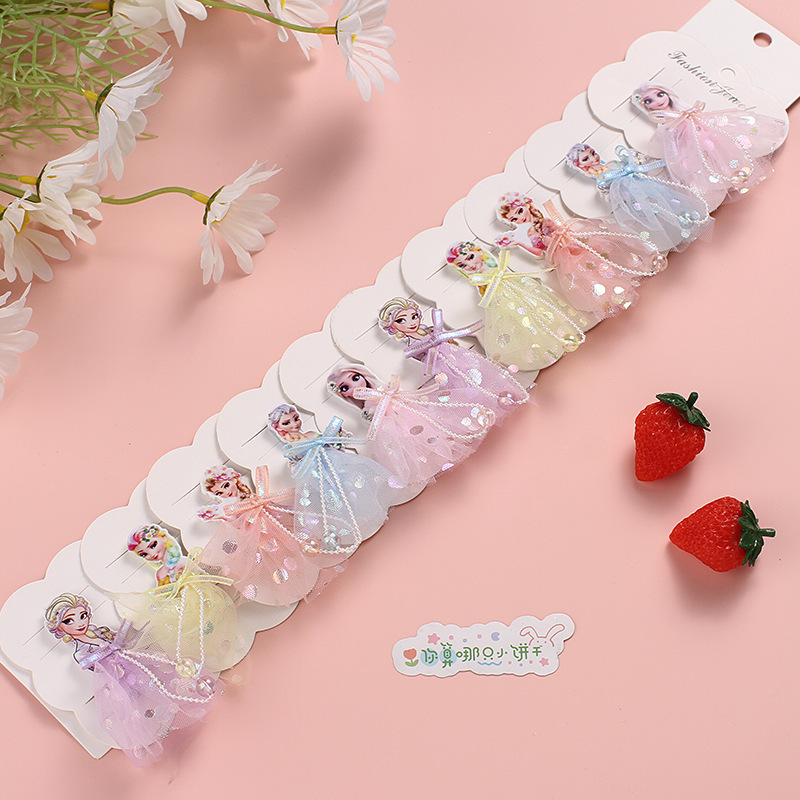 Korean new children's hairpin mesh cartoon super fairy fabric flower clip little girl bow hairpin headdress