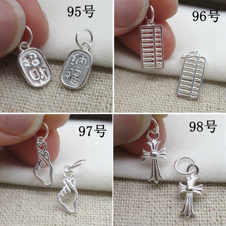 s925 sterling silver fortune necklace pendant handmade DIY silver accessories braided rope beaded bracelet decoration material