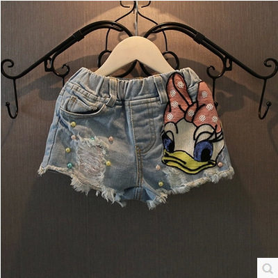 Baby girl summer denim shorts new children's pants children's clothing hot pants duck children's hot pants pants trendy