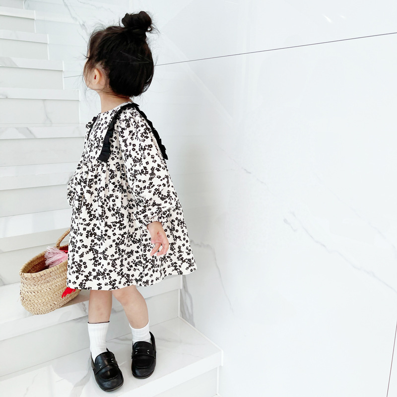 Children's clothing wholesale girls floral dress spring and autumn new style Korean style long-sleeved dress for small and medium-sized children