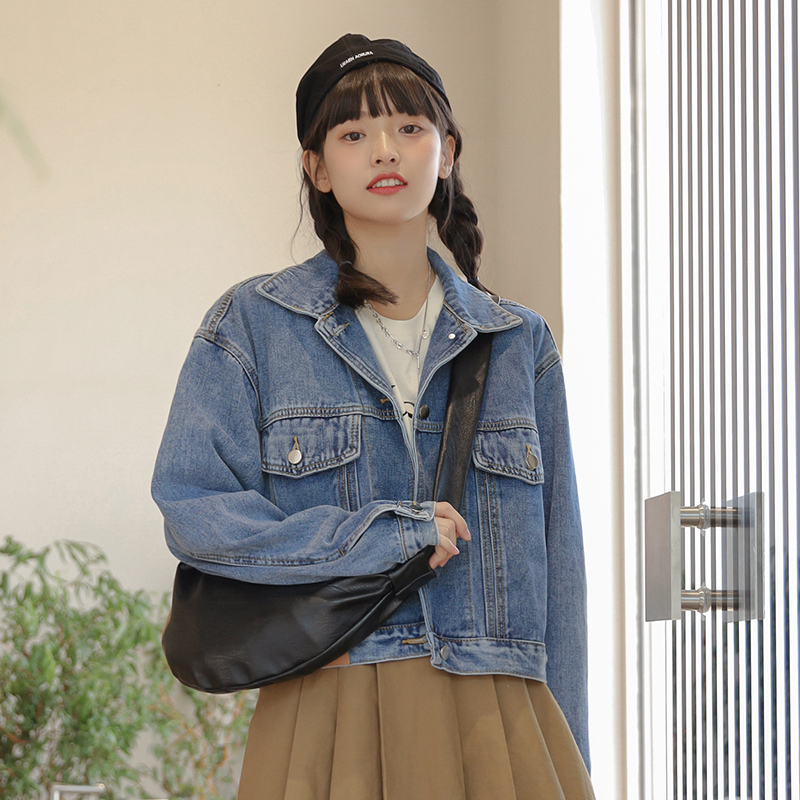 實拍 2024春季新款 開學季百搭顯瘦短款牛仔外套女夾克牛仔衣