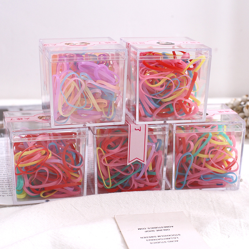 Boxed disposable rubber band that does not hurt the baby's hair and hair band, colorful high-elastic leather cover, strong pull and continuous hair tying wholesale
