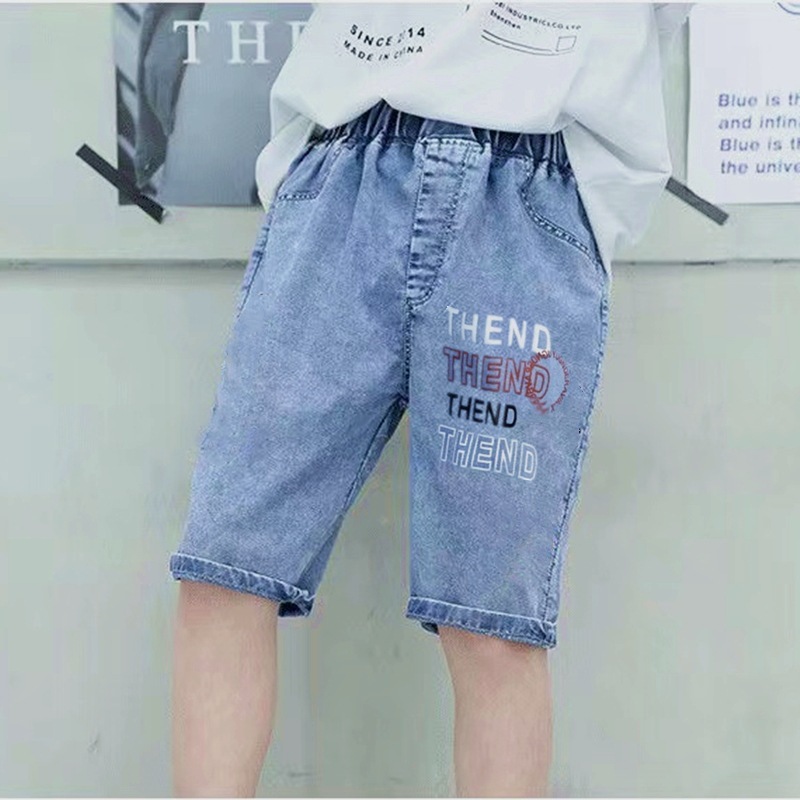 Boys' denim shorts, summer children's mid-pants, stylish and thin outer wear, children's half-length pants, medium-sized children's pants