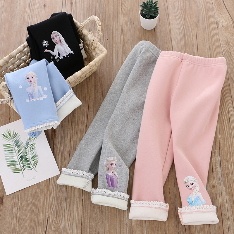 Girls' Korean style stretch pants children's clothing new winter clothing plus velvet thickened leggings all-in-one velvet