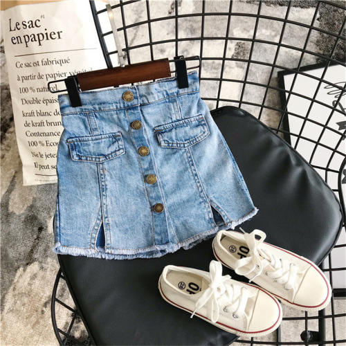 Girls' new summer style Korean style skirts for middle and large children, children's Korean style thin denim shorts, children's pants
