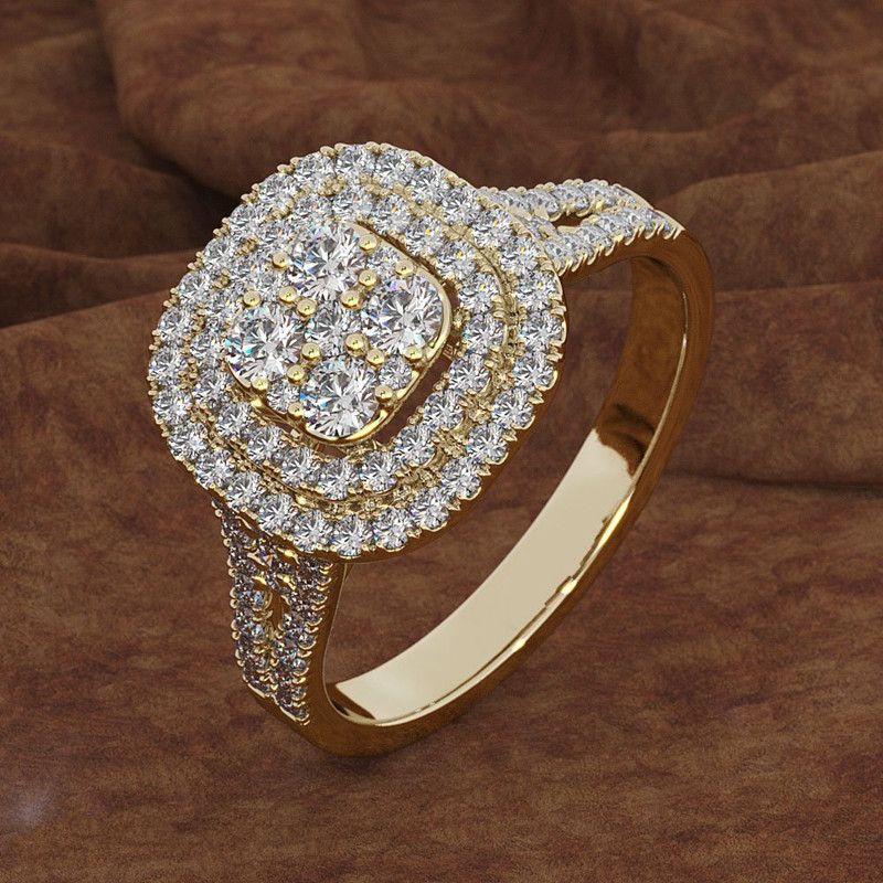 Cross-border eight-claw diamond square ring European and American fashion personalized simulated diamond ladies ring factory direct sale