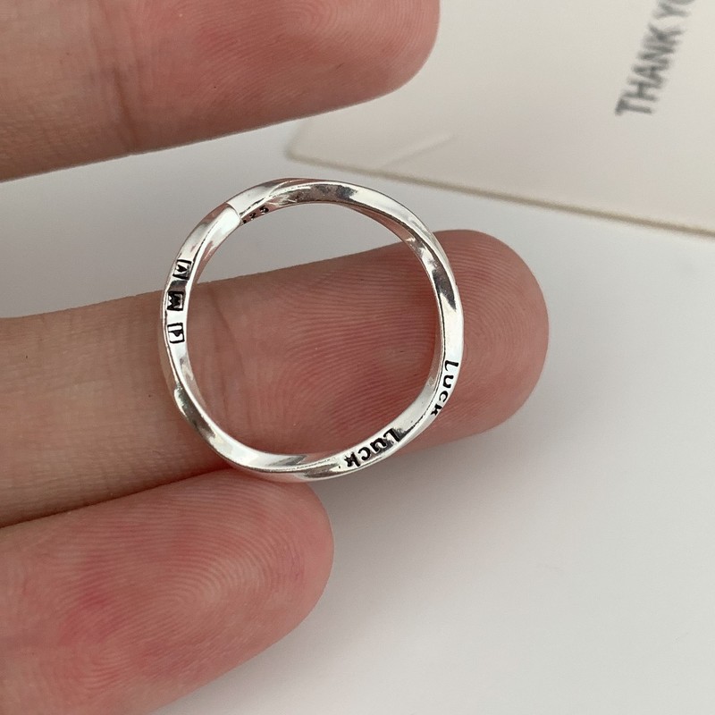 s925 sterling silver Japanese and Korean open lucky Möbius ring women's fashion personality niche design light luxury ring