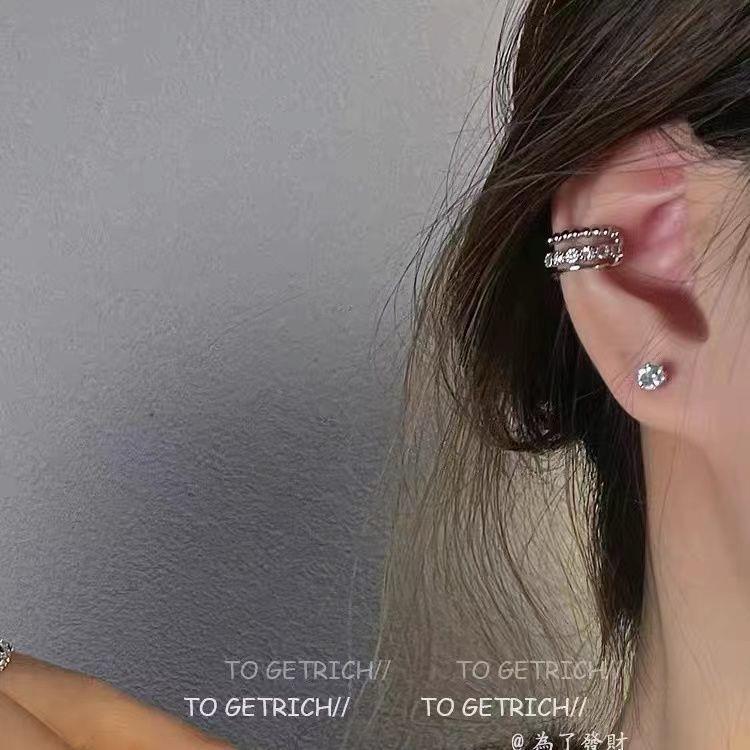 Japanese and Korean niche design diamond ear cuff for women without pierced earrings ins cool style versatile earrings
