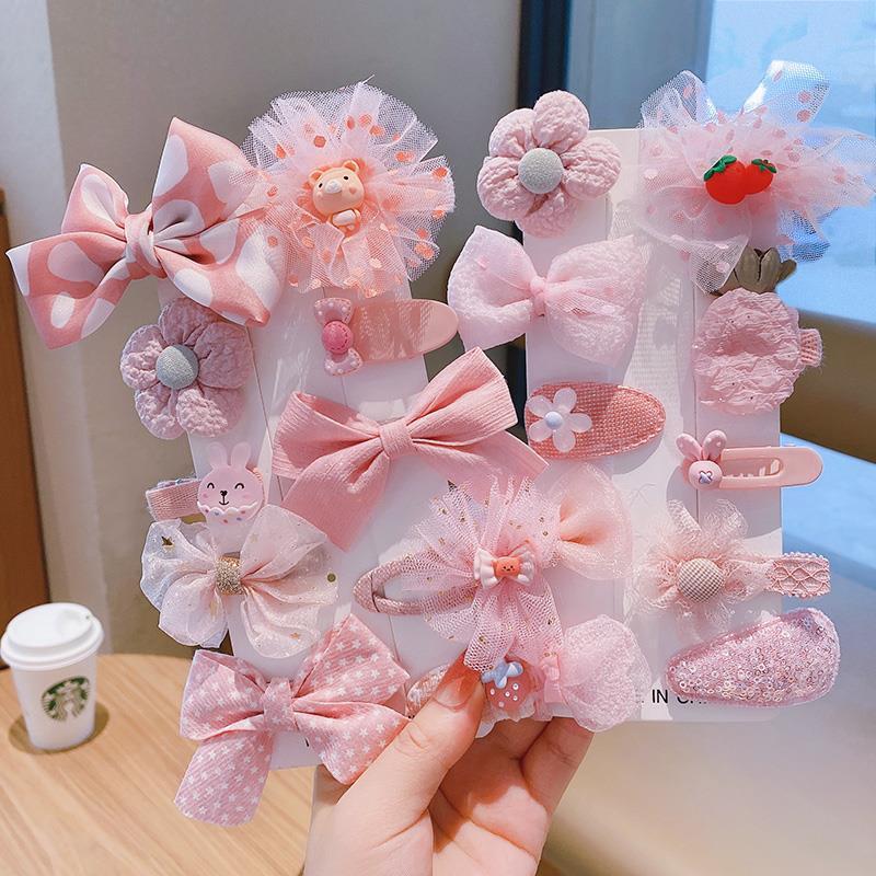 Korea's new children's hairpin princess set hair accessories girls' mesh hairpins cute baby hair accessories that don't hurt hair