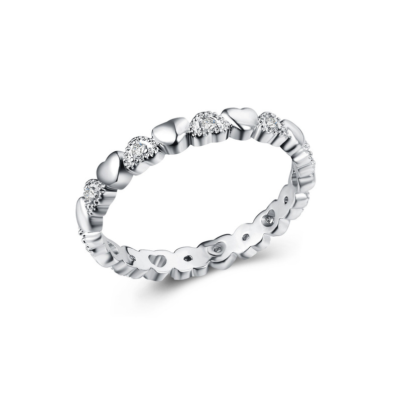 WISH love micro-paved zirconia ring European and American best-selling simple and aesthetic style diamond ring jewelry wholesale