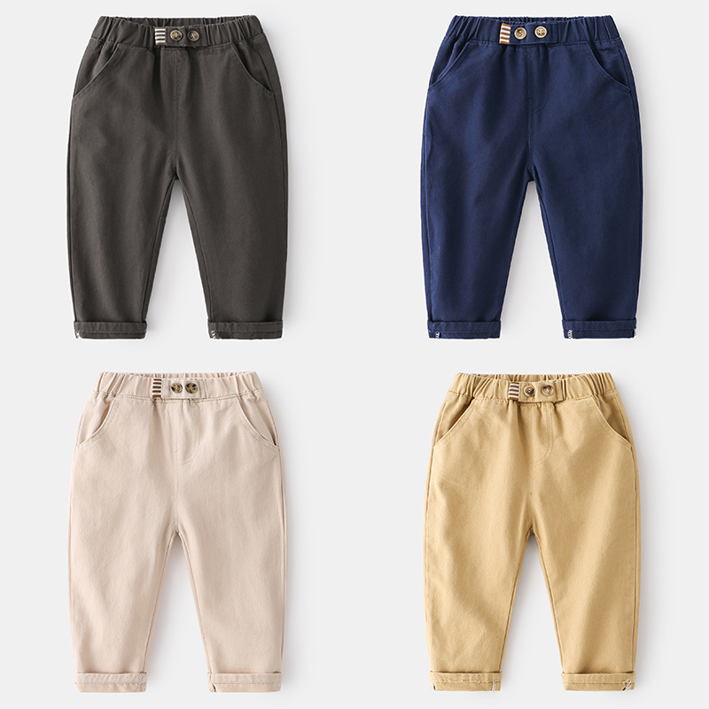 Fashionable Korean style trendy and handsome casual trousers. Spring cotton comfortable mid-waist casual trousers for children and middle-aged children.