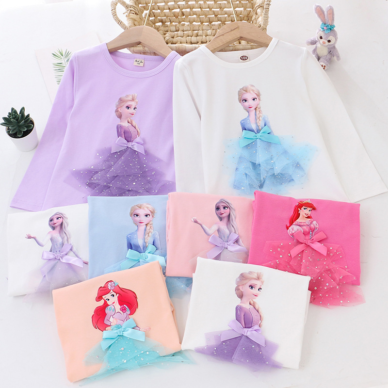 Children's clothing autumn clothing new girls bottoming shirt three-dimensional princess T-shirt top long-sleeved foreign trade cross-border Amazon