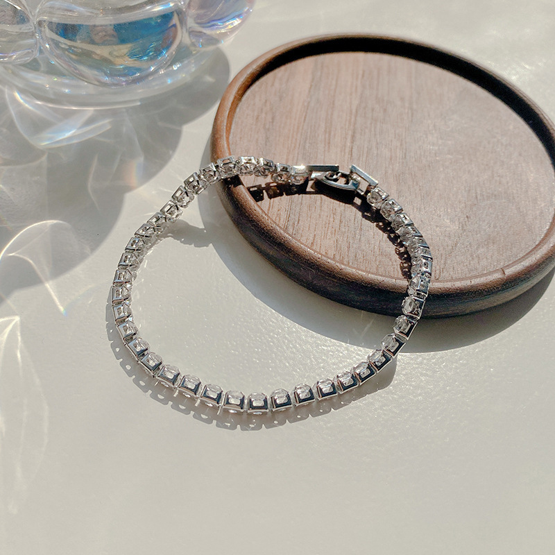 Hip-hop trendy hand jewelry, fashionable, simple, cool and full of diamonds, 5mm tennis chain, same style, unisex bracelet