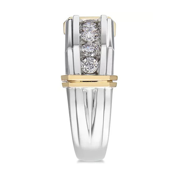 Wish two-color electroplated white gold ring European and American best-selling men's diamond ring jewelry