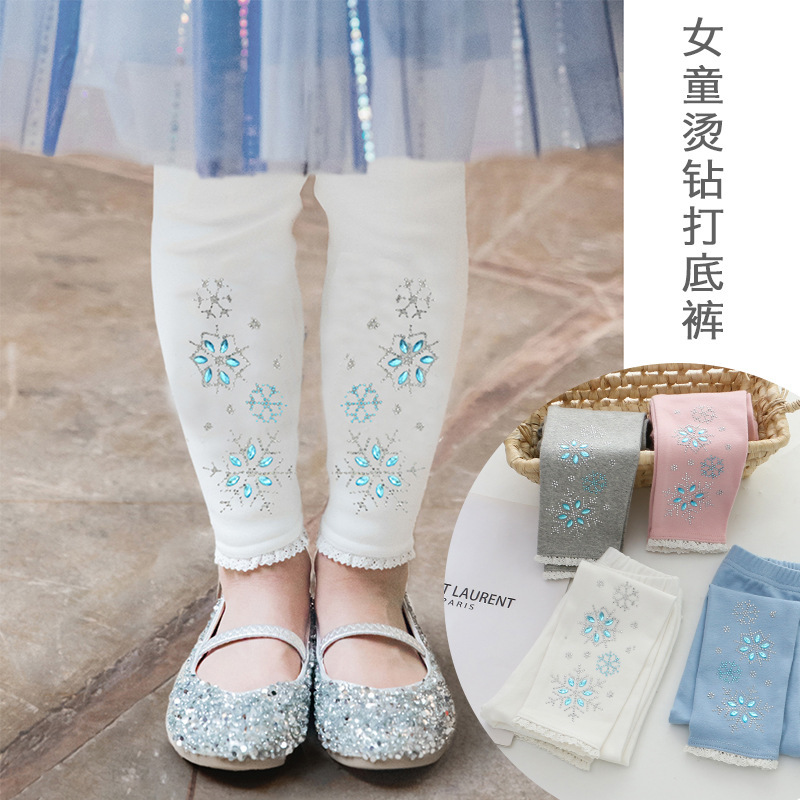 23 children's clothing spring and autumn new style girls' pants little girls leggings ice and snow hot diamond pants trousers