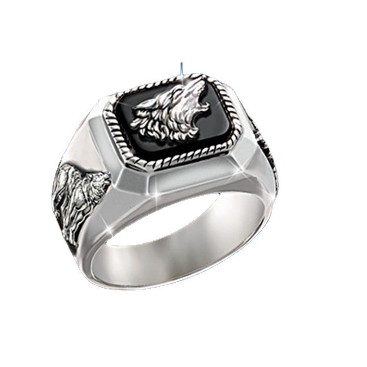 Amazon hot sale wish best selling creative wolf head ring European and American fashion men's ring ring