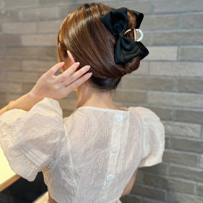 Large Bow Metal Hair Clip Women's Hair Clip Temperament Net Red Hair Clip Back of Head Shark Clip Headgear