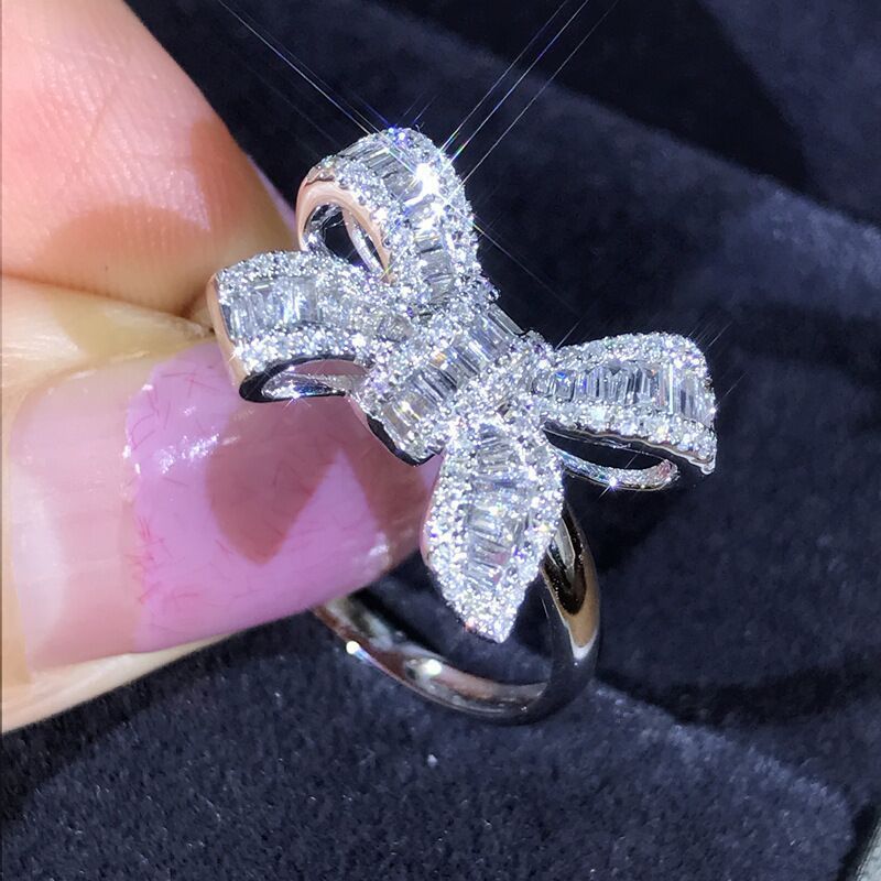 Dinghao Jewelry Bow Diamond Ring Engagement Proposal Diamond Ring European and American Luxury Women’s Ring Wholesale