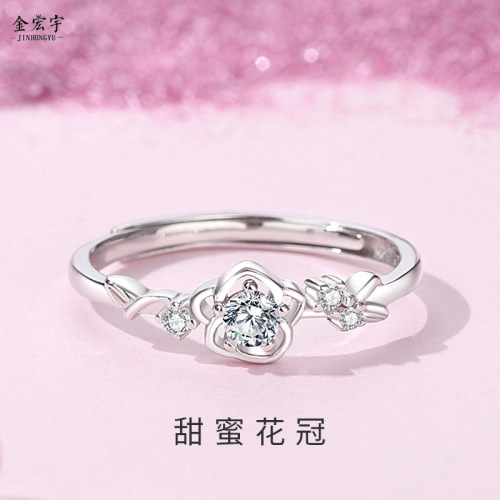 New forest style rose ring for women 925 sterling silver fashion commuter crown ring ins flower open index finger ring