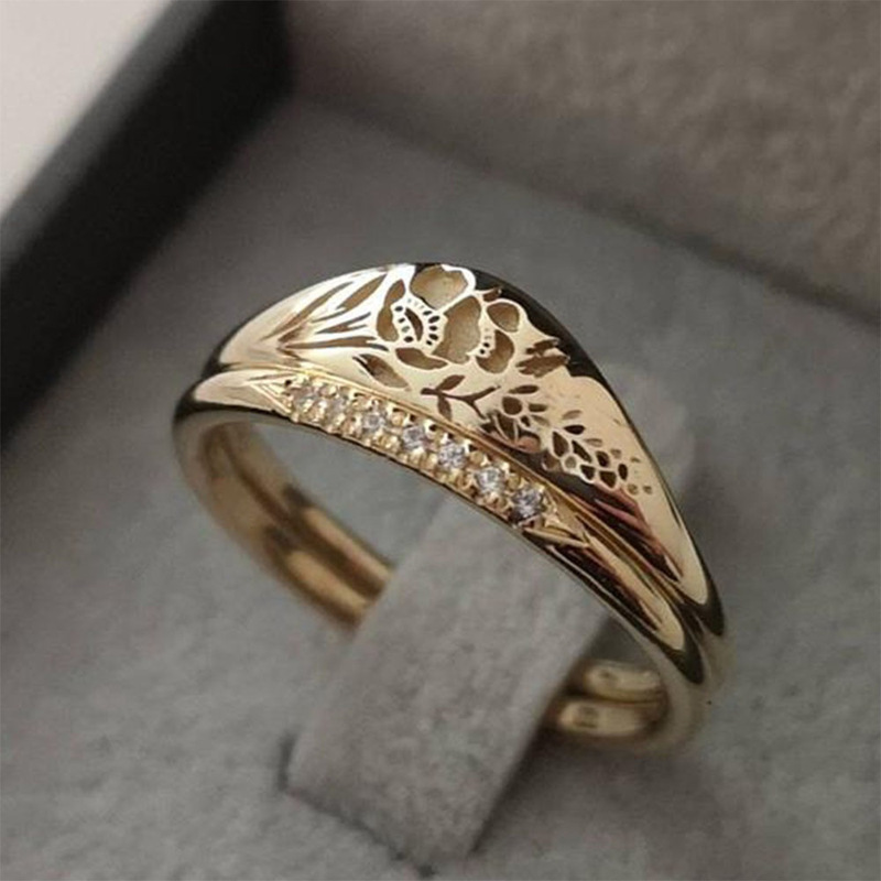 wish hot selling new hollow pattern combination ring simple and elegant women's ring jewelry