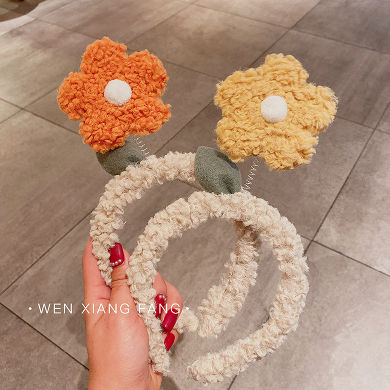 ins creative lamb plush flower headband female internet celebrity face wash headband cute and versatile headband for going out