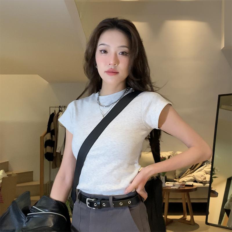 Korean wardrobe window hhyb don't be afraid of anything T-shirt American cotton pure shoulder T-shirt short-sleeved inner wear ins slim fit