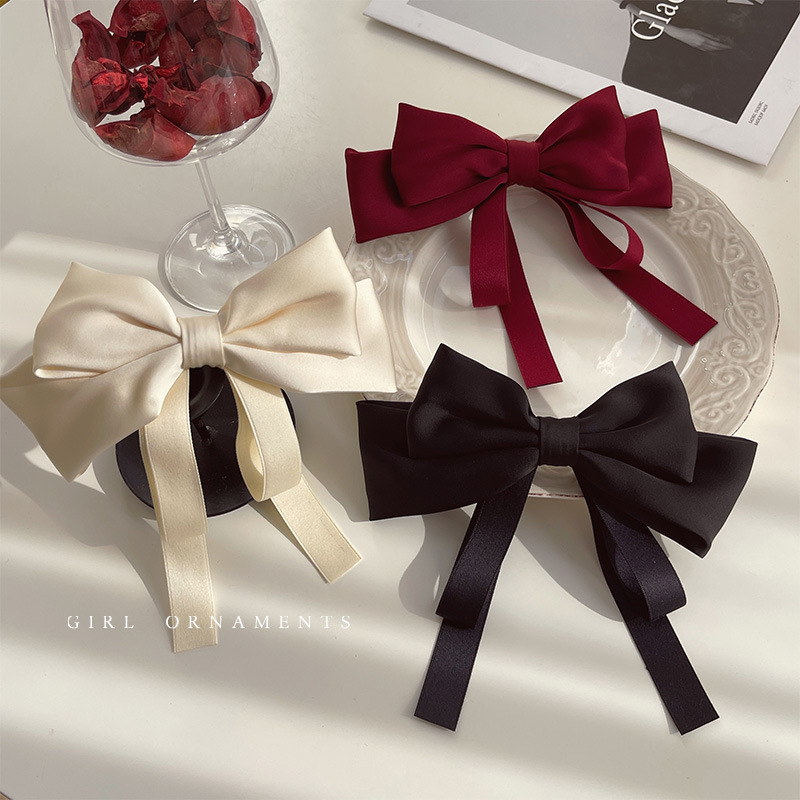 Black ribbon bow hairpin Internet celebrity new year Korean elegant temperament hairpin clip headwear hair accessories