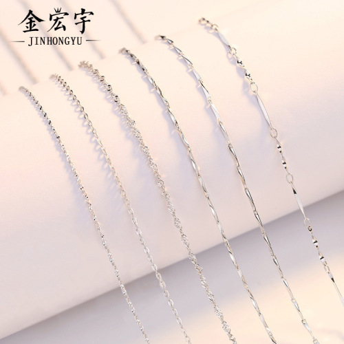 s925 sterling silver necklace plain chain for women snake bone cross water wave melon seed box chain silver jewelry matching chain clavicle chain wholesale