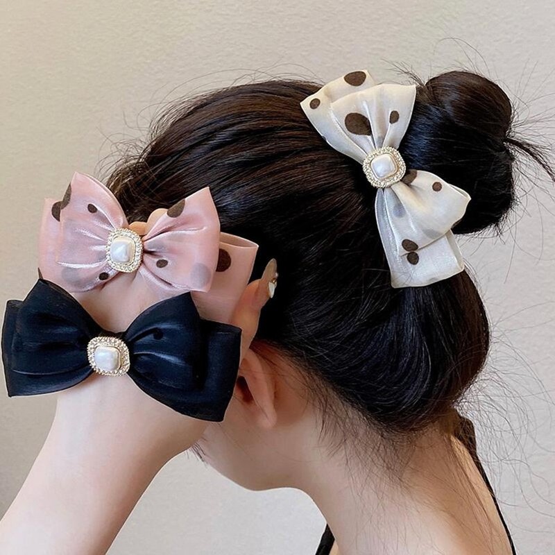High-end bow headband for women, new ponytail rubber band, simple temperament, gentle and high-elastic hair rope for summer
