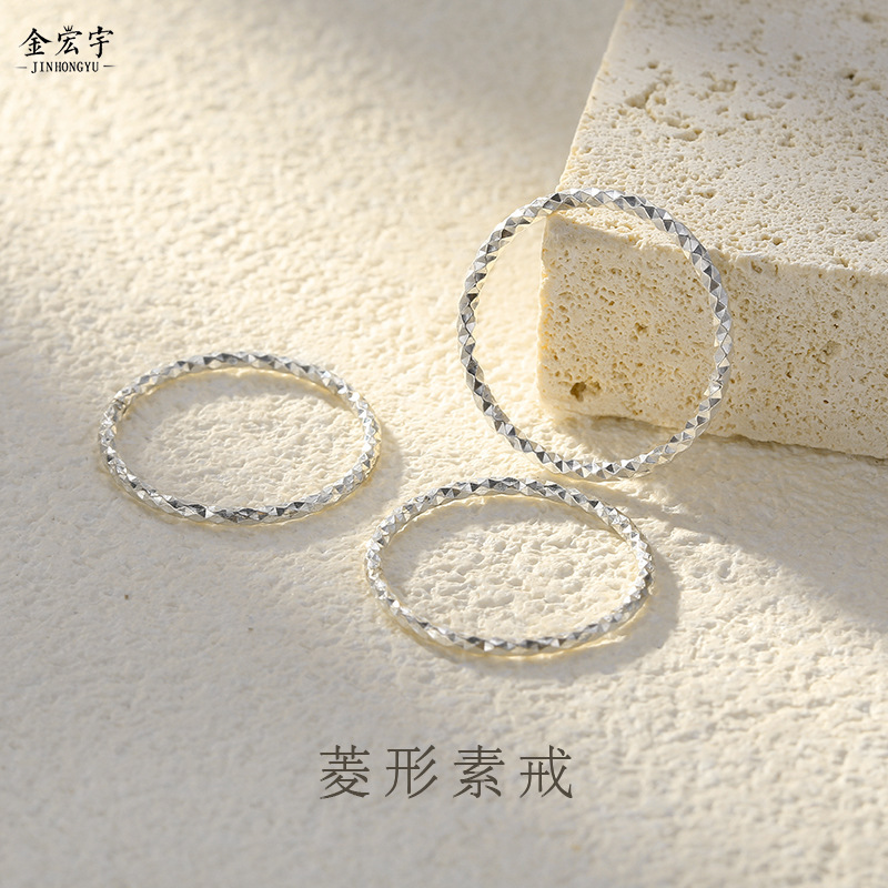 999 sterling silver sparkling baby's breath ring women's fashion ins style vegetarian ring index finger ring closed diamond tail ring trendy