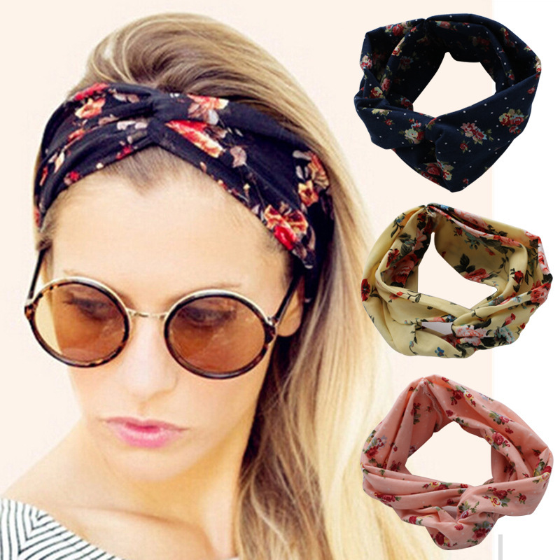 Cross-border e-commerce hair accessories European and American best-selling rose knotted headband headband headband wholesale cross headband