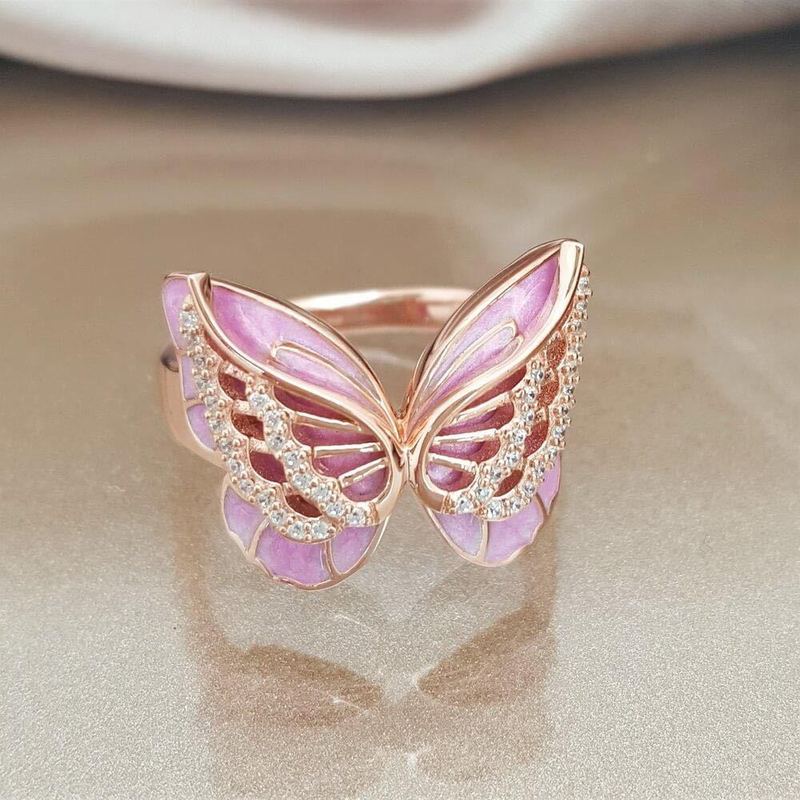 Dinghao cross-border hot selling butterfly oil dripping diamond ring women's creative ring fashion jewelry