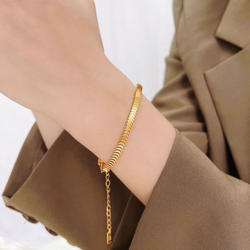 Color-preserving gold fish scale bracelet for women, fish scales shine every year, fish bones, snake bones, mesh thick bracelets, new style