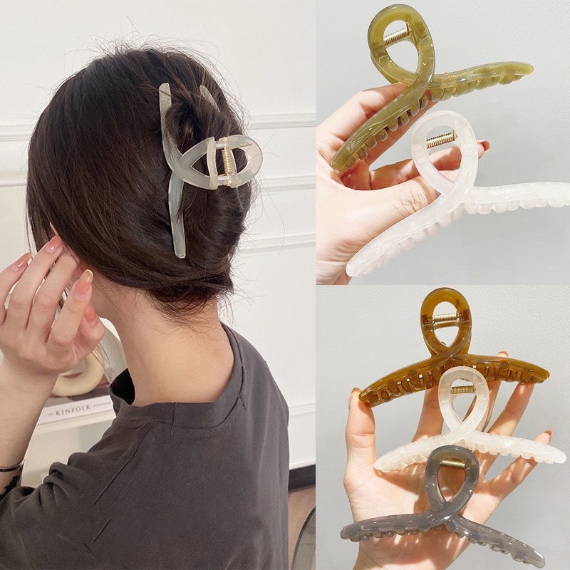 Jelly color hair clip ins simple grab clip women's back head clip temperament shark clip large versatile high-end hair accessory