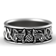 Cross-border hot sale wish Amazon hot sale Celtic werewolf ring men's retro pattern ring jewelry