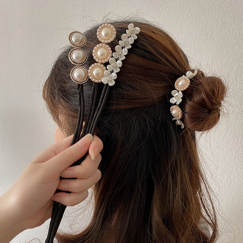 Retro French lazy hair iron hair accessories 2020 new elegant temperament pearl ball head artifact head accessories