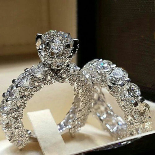 Cross-border two-in-one proposal engagement ring full diamond ring European and American simple fashion ring manufacturer direct sale