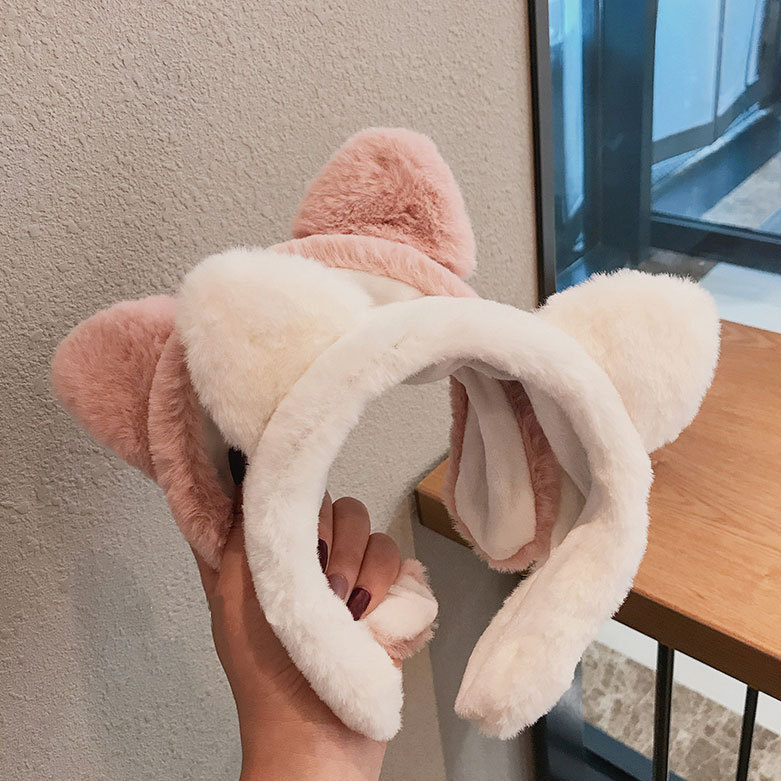 Headband for women, face wash, cat ear headband, cute girly heart, wide-brimmed plush, face wash, makeup hairpin, hairband, hair accessories