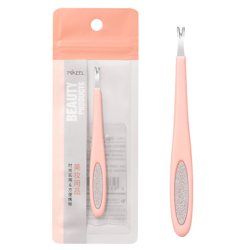 Chuanqi'er professional manicure dead skin fork dead skin push deep V-shaped dead skin knife to remove barbs repair nail file dual use