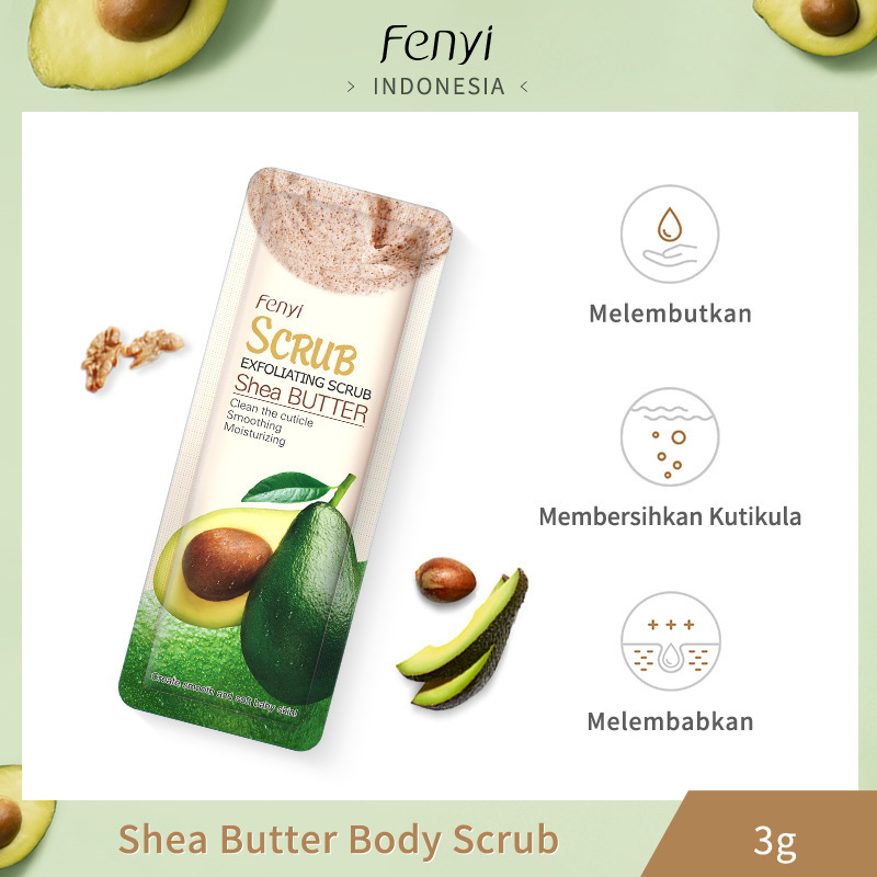 FENYI Shea Butter Scrub 3g Body Cleansing Pores Rejuvenating Moisturizing Avocado Keratin