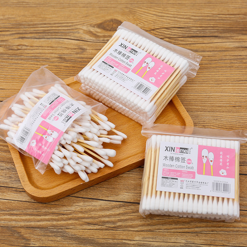 Xinlemei cotton swabs, 100 bags of double-ended disposable cotton swabs, clean and hygienic ear-picking wooden swabs