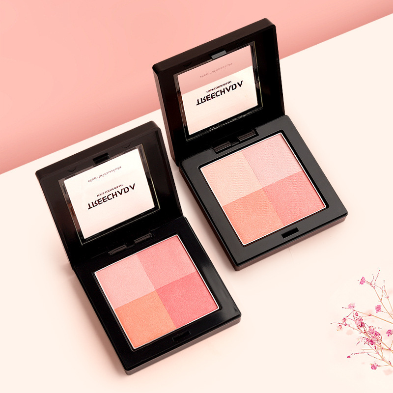 Thailand TREECHADA 4-color plaid blush rouge natural long-lasting orange pink pearlescent highlight