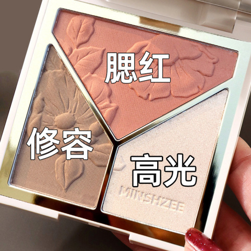 MINSHZEE Ming Xizhi high-gloss contouring palette glitter matte nose shadow shadow blush new makeup high-gloss contouring palette