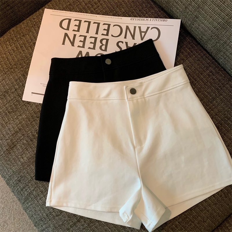 Real shot of women's high-waist slim straight shorts 2024 summer new sexy hot pants wide-leg pants