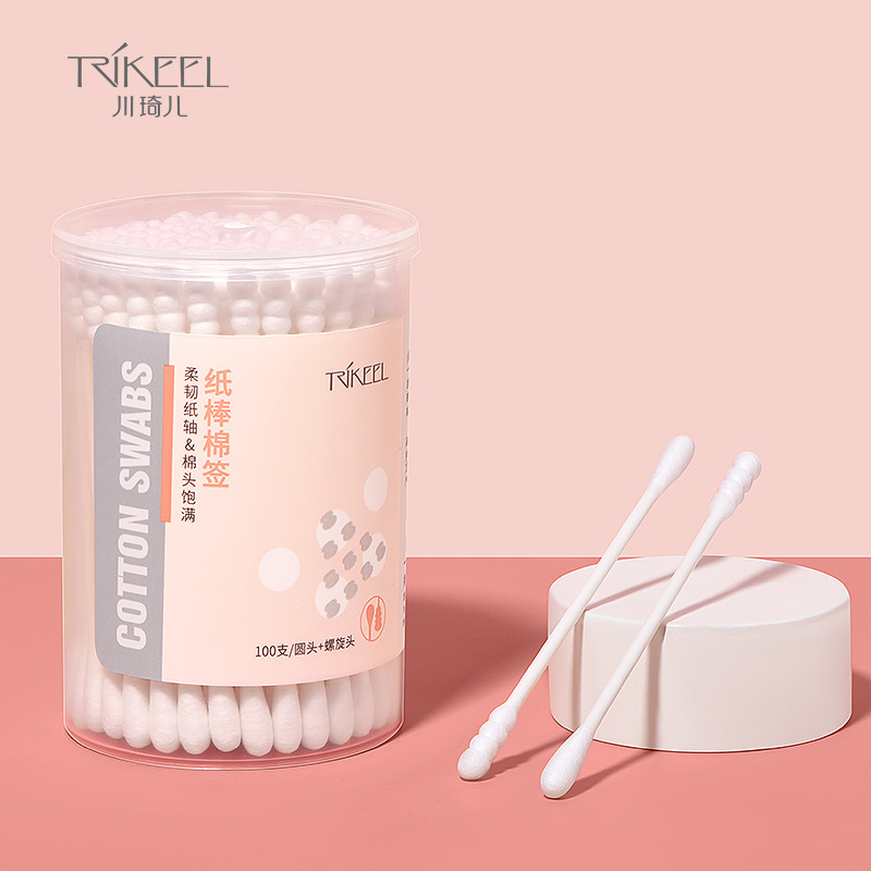 Chuanqi'er double-headed cotton swab spiral head cotton swab disposable ear cotton swab makeup household cleaning cotton swab