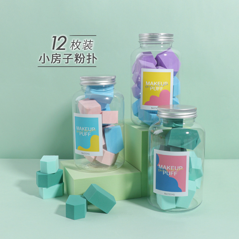 12-piece powder puff can be used both wet and dry. Makeup puff does not eat powder. Little House Concealer Powder and Setting Powder Puff Set C