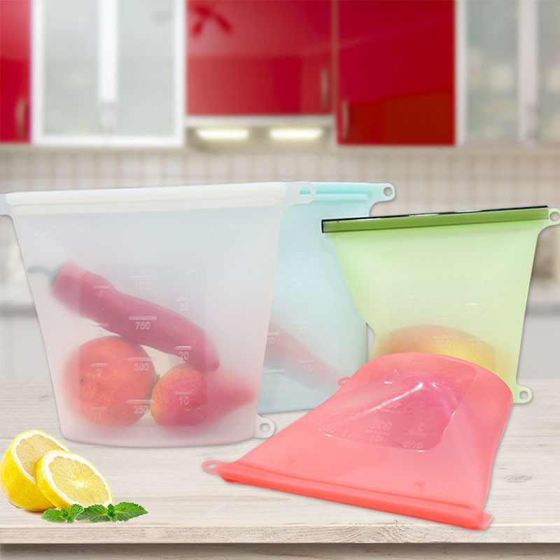 Sealed bag silicone fresh-keeping bag household frozen thickened silicone food supplement refrigerator recycling storage bag